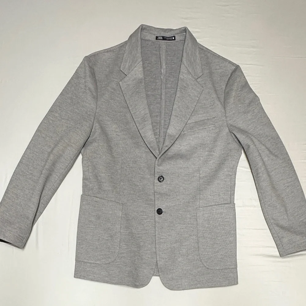 Zara Man Blazer Gray 2 Button Polyester (x-Large)